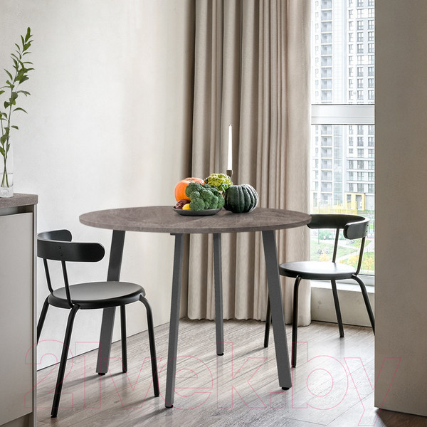 Изображение товара Обеденный стол Millwood Шанхай Л18 D1100 (бетон/графит)