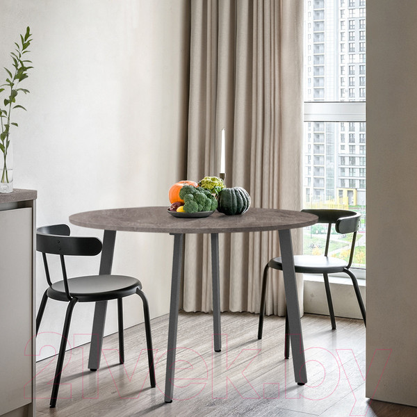 Изображение товара Обеденный стол Millwood Шанхай Л18 D1200 (бетон/графит)