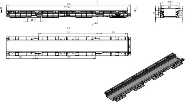 Изображение товара Лоток водоотводный Стандартпарк PolyMax Basic 8050-М / ЛВ-10.16.06-ПП