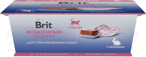 Изображение товара Влажный корм для кошек Brit Premium Sterilised Воздушный паштет с кроликом / 5060887 (100г)