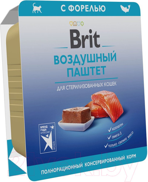 Изображение товара Влажный корм для кошек Brit Premium Sterilised Воздушный паштет с форелью / 5060924 (100г)