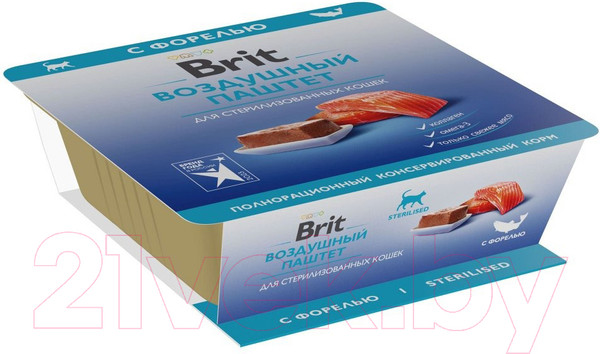Изображение товара Влажный корм для кошек Brit Premium Sterilised Воздушный паштет с форелью / 5060924 (100г)