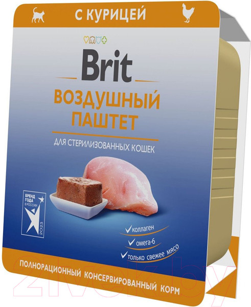 Изображение товара Влажный корм для кошек Brit Premium Sterilised Воздушный паштет с курицей / 5060948 (100г)