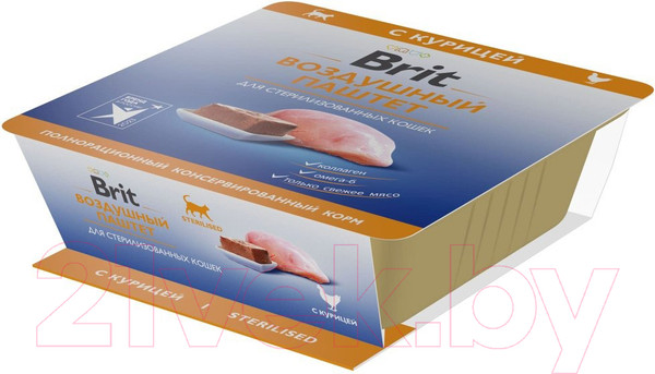 Изображение товара Влажный корм для кошек Brit Premium Sterilised Воздушный паштет с курицей / 5060948 (100г)