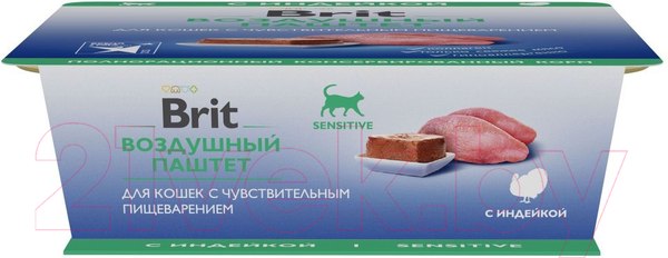 Изображение товара Влажный корм для кошек Brit Premium Sensitive Воздушный паштет с индейкой / 5060931 (100г)