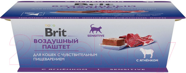 Изображение товара Влажный корм для кошек Brit Premium Sensitive Воздушный паштет с ягненком / 5060900 (100г)