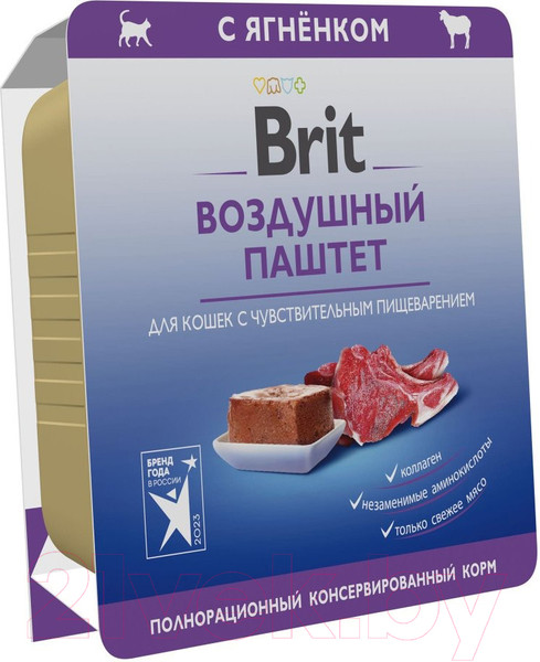 Изображение товара Влажный корм для кошек Brit Premium Sensitive Воздушный паштет с ягненком / 5060900 (100г)