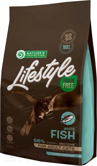 Изображение товара Сухой корм для кошек Nature's Protection Lifestyle с белой рыбой / NPLS45959 (1.5кг)