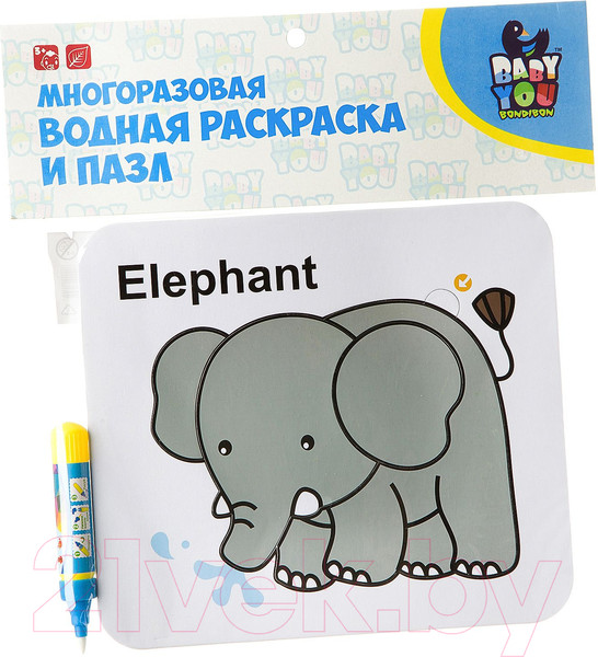 Изображение товара Развивающая игра Bondibon Раскраска-пазл. Слон / BB2349