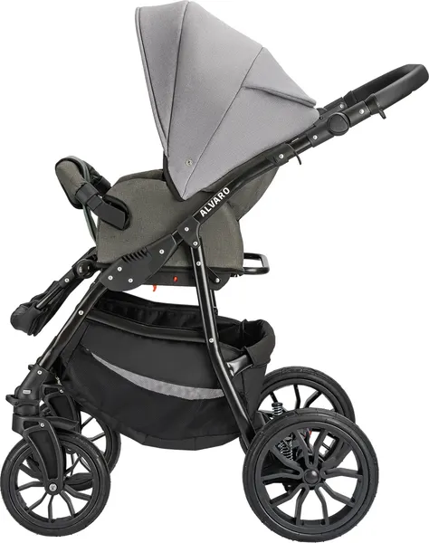 Изображение товара Детская универсальная коляска Alis Alvaro 2 в 1 (Al 10, темно-серый/светло-серый/шалфей кожа)