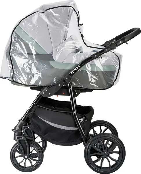 Изображение товара Детская универсальная коляска Alis Alvaro 2 в 1 (Al 10, темно-серый/светло-серый/шалфей кожа)