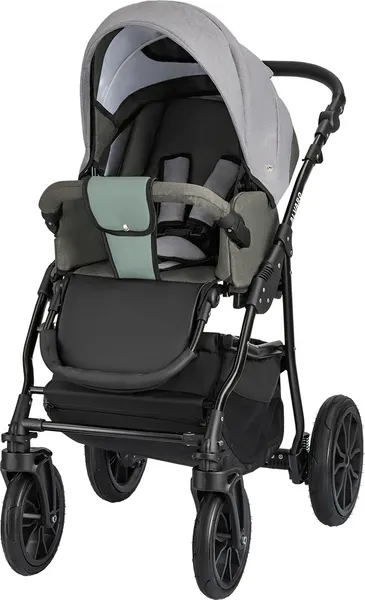 Изображение товара Детская универсальная коляска Alis Alvaro 2 в 1 (Al 10, темно-серый/светло-серый/шалфей кожа)