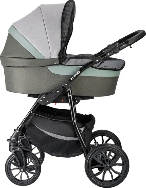 Изображение товара Детская универсальная коляска Alis Alvaro 2 в 1 (Al 10, темно-серый/светло-серый/шалфей кожа)