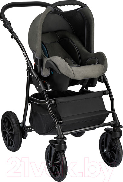 Изображение товара Детская универсальная коляска Alis Alvaro F 3 в 1 (Al 10, темно-серый/светло-серый/шалфей кожа)