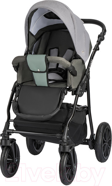 Изображение товара Детская универсальная коляска Alis Alvaro F 3 в 1 (Al 10, темно-серый/светло-серый/шалфей кожа)