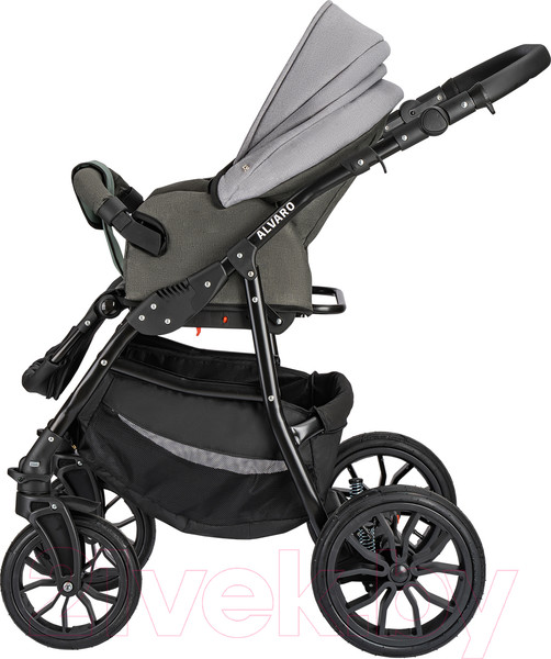 Изображение товара Детская универсальная коляска Alis Alvaro F 3 в 1 (Al 10, темно-серый/светло-серый/шалфей кожа)