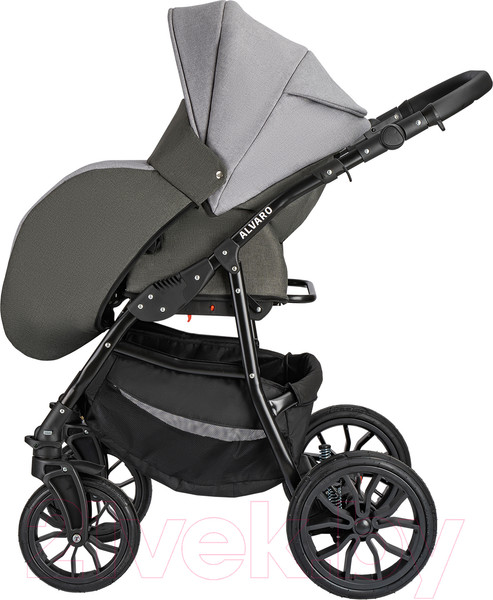 Изображение товара Детская универсальная коляска Alis Alvaro F 3 в 1 (Al 10, темно-серый/светло-серый/шалфей кожа)