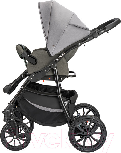 Изображение товара Детская универсальная коляска Alis Alvaro F 3 в 1 (Al 10, темно-серый/светло-серый/шалфей кожа)