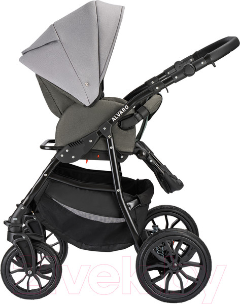 Изображение товара Детская универсальная коляска Alis Alvaro F 3 в 1 (Al 10, темно-серый/светло-серый/шалфей кожа)