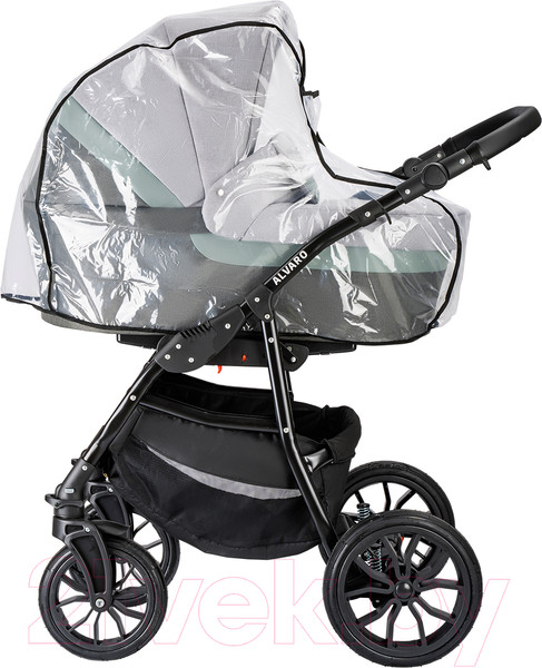 Изображение товара Детская универсальная коляска Alis Alvaro F 3 в 1 (Al 10, темно-серый/светло-серый/шалфей кожа)