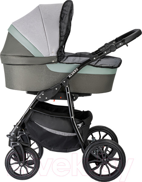 Изображение товара Детская универсальная коляска Alis Alvaro F 3 в 1 (Al 10, темно-серый/светло-серый/шалфей кожа)