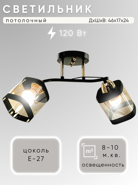 Изображение товара Потолочный светильник Aitin-Pro НПБ 02-2x60-101 / 9079/2 (черный/золото)