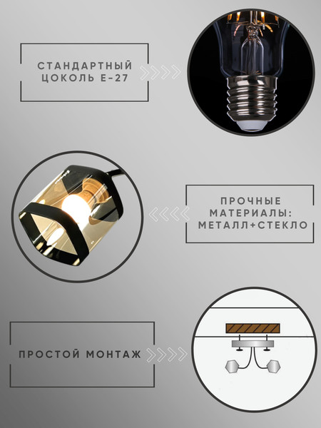 Изображение товара Потолочный светильник Aitin-Pro НПБ 02-2x60-101 / 9079/2 (черный/золото)