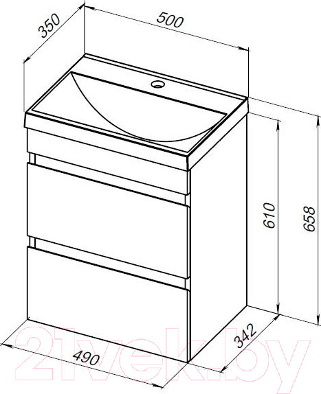 Изображение товара Тумба под умывальник Aquanet Нота New 50 / 334190 (дуб веллингтон табак)