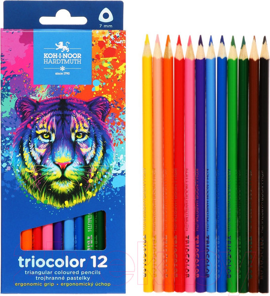 Изображение товара Набор цветных карандашей Koh-i-Noor Triocolor Tiger / 3132012012KS (12цв)