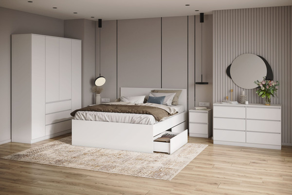 Изображение товара Полуторная кровать ДСВ Мори КРМЯ 1400.1/1 (белый)