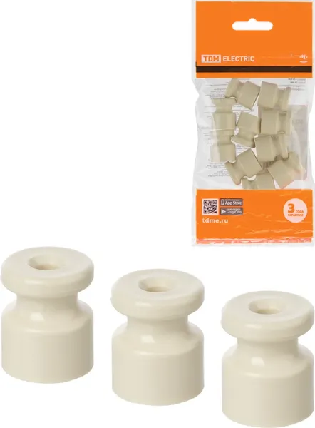 Изображение товара Декоративный изолятор TDM SQ2804-0003 (10шт, слоновая кость)