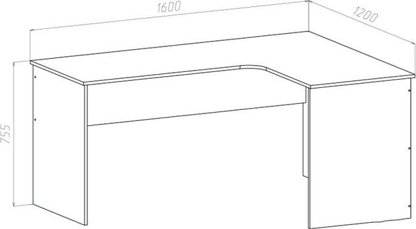 Изображение товара Письменный стол МДК СПУ-Л угловой 1600x1200x755 (левый, дуб сонома)