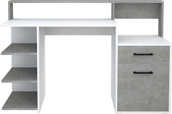 Изображение товара Компьютерный стол МДК Лайф (белый/цемент светлый)