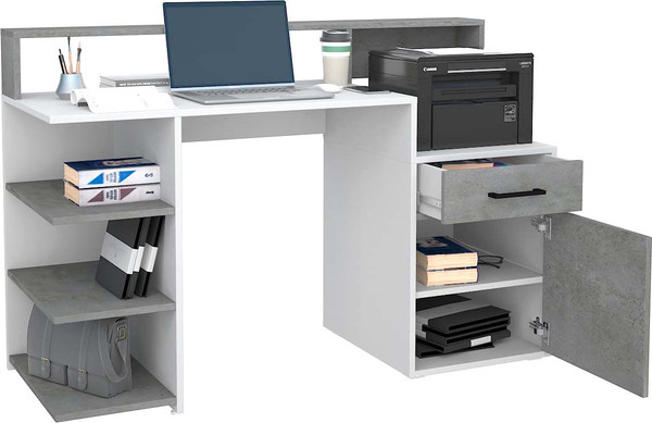 Изображение товара Компьютерный стол МДК Лайф (белый/цемент светлый)