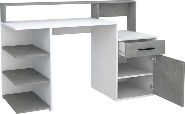 Изображение товара Компьютерный стол МДК Лайф (белый/цемент светлый)