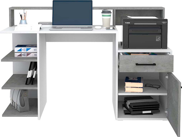 Изображение товара Компьютерный стол МДК Лайф (белый/цемент светлый)