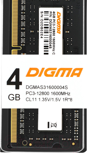 Изображение товара Оперативная память DDR3L Digma DGMAS31600004S