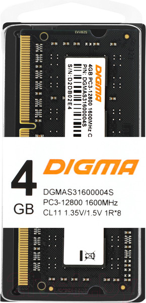 Изображение товара Оперативная память DDR3L Digma DGMAS31600004S