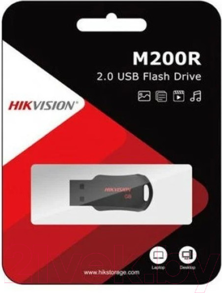 Изображение товара USB flash накопитель Hikvision M200R USB2.0 16GB / HS-USB-M200R/16G (черный)