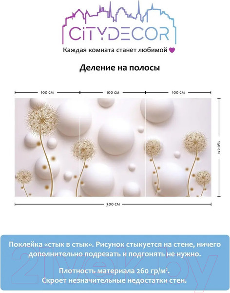 Изображение товара Фотообои листовые Citydecor Абстракция 33 (300x150см)