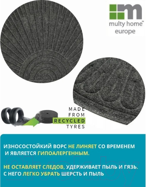 Изображение товара Коврик грязезащитный Multy Home Contours Halfmoon 60x90 / EU5000267 (темно-серый)
