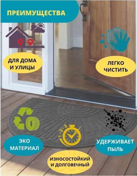 Изображение товара Коврик грязезащитный Multy Home Contours Halfmoon 60x90 / EU5000267 (темно-серый)