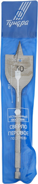 Изображение товара Сверло Tundra Перовое шестигранный хвостовик по дереву 30x152мм / 1032501