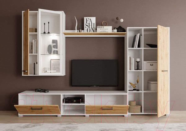 Изображение товара Стенка Black Red White Акант (белый/дуб наварра)