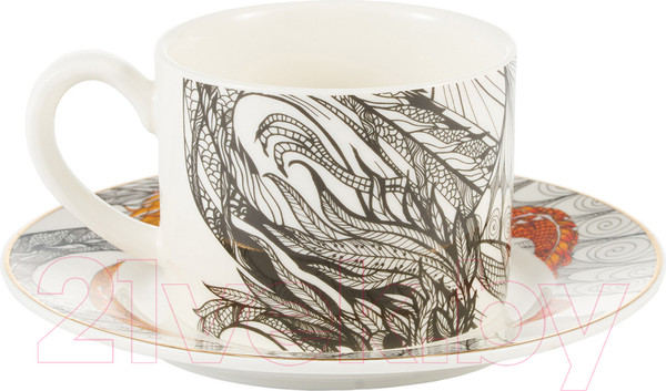 Изображение товара Чашка с блюдцем Gipfel Dragon 42944 (белый)