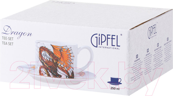 Изображение товара Чашка с блюдцем Gipfel Dragon 42944 (белый)