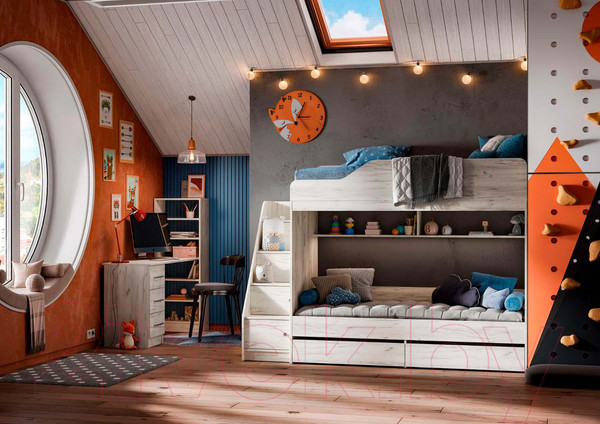 Изображение товара Двухъярусная кровать Стендмебель Гранд (дуб крафт белый)