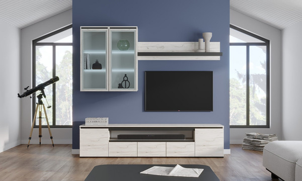 Изображение товара Тумба Памир Гретта 2250 2С3Я (крафт белый/антрацит)