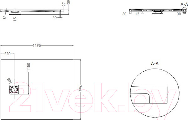 Изображение товара Душевой поддон Salini Oasi 120325M (S-Stone, белый матовый)