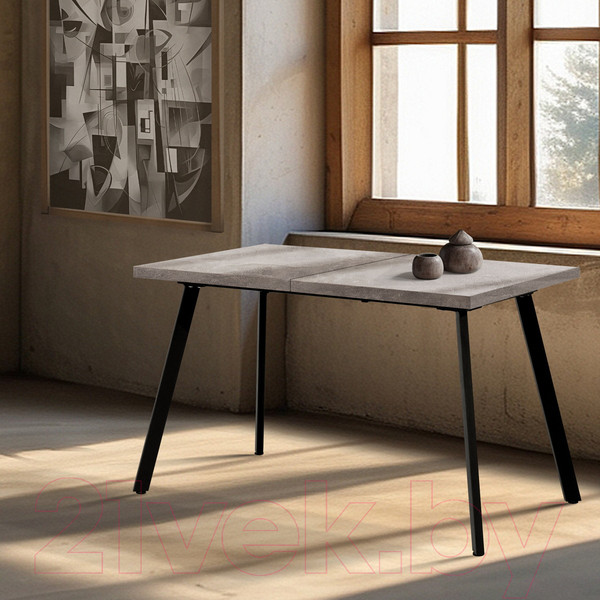 Изображение товара Обеденный стол Millwood Ванкувер 120-152x70x75 (бетон/металл черный)